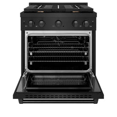 ZLINE 30 in. 4.2 cu. ft. Paramount Gas Range with Convection Gas Oven in Black Stainless Steel with 4 Brass Burners - SGRB-BR-30