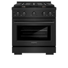 ZLINE 30 in. 4.2 cu. ft. Paramount Gas Range with Convection Gas Oven in Black Stainless Steel with 4 Brass Burners - SGRB-BR-30