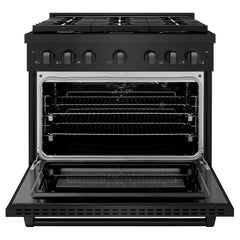 ZLINE 36 in. 5.2 cu. ft. Paramount Gas Range with Convection Gas Oven in Black Stainless Steel with 6 Brass Burners - SGRB-BR-36