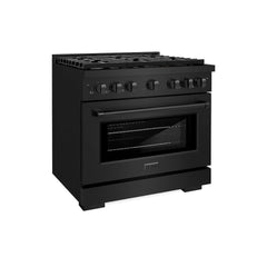 ZLINE 36 in. 5.2 cu. ft. Paramount Gas Range with Convection Gas Oven in Black Stainless Steel with 6 Brass Burners - SG