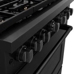 ZLINE 36 in. 5.2 cu. ft. Paramount Gas Range with Convection Gas Oven in Black Stainless Steel with 6 Brass Burners - SGRB-BR-36