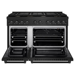 ZLINE 48 in. 6.7 cu. ft. Paramount Double Oven Gas Range in Black Stainless Steel with 8 Brass Burners - SGRB-BR-48