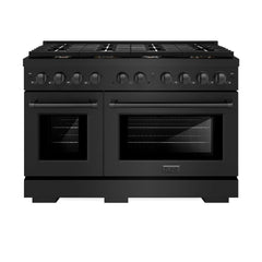 ZLINE 48 in. 6.7 cu. ft. Paramount Double Oven Gas Range in Black Stainless Steel with 8 Brass Burners - SGRB-BR-48