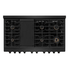 ZLINE 48 in. 6.7 cu. ft. Paramount Double Oven Gas Range in Black Stainless Steel with 8 Brass Burners - SGRB-BR-48