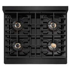 ZLINE 30 in. 4.2 cu. ft. Paramount Gas Range with 4 Burner DuoPro™ Cooktop and Convection Gas Oven in Black Stainless Steel - PSGRB-30