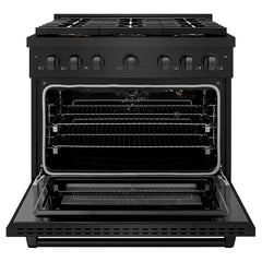 ZLINE 36 in. 5.2 cu. ft. Paramount Gas Range with 6 Burner DuoPro™ Cooktop and Convection Gas Oven in Black Stainless Steel - PSGRB-36