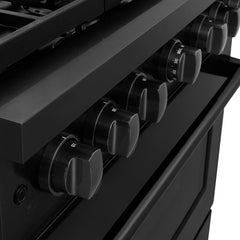 ZLINE 36 in. 5.2 cu. ft. Paramount Gas Range with 6 Burner DuoPro™ Cooktop and Convection Gas Oven in Black Stainless Steel - PSGRB-36