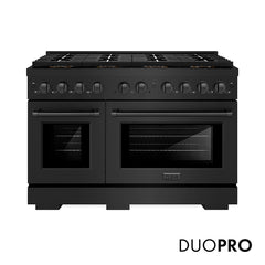 ZLINE 48 in. 6.7 cu. ft. Paramount Gas Range with 8 Burner DuoPro™ Cooktop and Dual Ovens in Black Stainless Steel - PSGRB-48