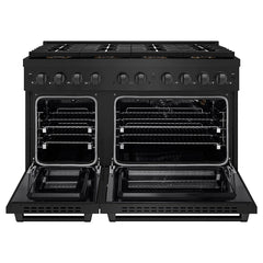 ZLINE 48 in. 6.7 cu. ft. Paramount Gas Range with 8 Burner DuoPro™ Cooktop and Dual Ovens in Black Stainless Steel - PSGRB-48