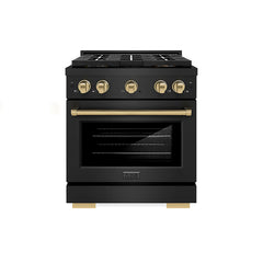 ZLINE 30 in. 4.2 cu. ft. Paramount Gas Range with 4 Burner DuoPro™ Coo - Black Stainless Steel with Champagne Bronze Accents