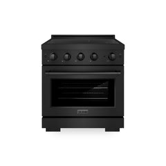 ZLINE 30 in. 4.2 cu. ft. Paramount Induction Range with 4 Element Cooktop and Electric Convection Oven in Black Stainles