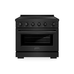 ZLINE 36 in. 5.2 cu. ft. Paramount Induction Range with 5 Element Cooktop and Electric Convection Oven in Black Stainles