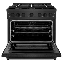 ZLINE 36 in. 5.2 cu. ft. Paramount Dual Fuel Range with 6 Burner Gas Cooktop and Electric Convection Oven in Black Satin Stainless Steel - SDRBS-36 - The Home Selection