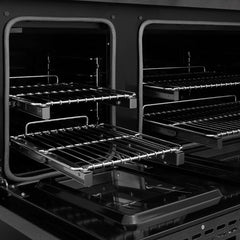 ZLINE 48 in. 6.7 cu. ft. Paramount Double Oven Dual Fuel Range with 8 Burner Gas Cooktop in Black Satin Stainless Steel - SDRBS-48