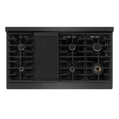 ZLINE 48 in. 6.7 cu. ft. Paramount Double Oven Dual Fuel Range with 8 Burner Gas Cooktop in Black Satin Stainless Steel - SDRBS-48
