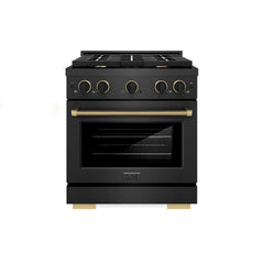 ZLINE 30 in. 4.2 cu. ft. Paramount Dual Fuel Range with 4 Burner Gas C - Black Satin Stainless Steel with Matte Black & Champagne Bronze Accents (Designer Collection)