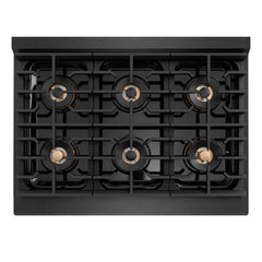 ZLINE 36 in. 5.2 cu. ft. Paramount Dual Fuel Range with 6 Burner DuoPro™ Cooktop and Electric Convection Oven in Black Satin Stainless Steel - PSDRBS-36
