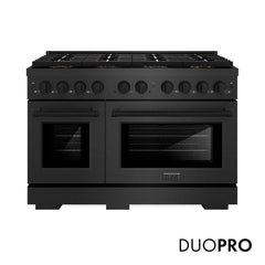 ZLINE 48 in. 6.7 cu. ft. Paramount Dual Fuel Range with 8 Burner DuoPro™ Cooktop and Dual Ovens in Black Satin Stainless Steel - PSDRBS-48