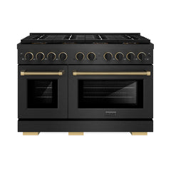 ZLINE 48 in. 6.7 cu. ft. Paramount Dual Fuel Range with 8 Burner DuoPr - Black Satin Stainless Steel with Matte Black & Champagne Bronze Accents (Designer Collection)