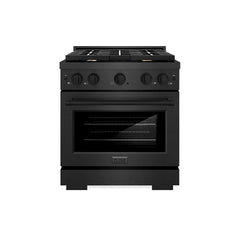 ZLINE 30 in. 4.2 cu. ft. Paramount Gas Range with 4 Burner Cooktop and - Black Satin Stainless Steel with Brass Burners