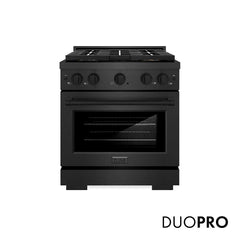 ZLINE 30 in. 4.2 cu. ft. Paramount Gas Range with 4 Burner DuoPro™ Cooktop and Convection Gas Oven in Black Satin Stainless Steel - PSGRBS-30