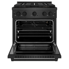 ZLINE 30 in. 4.2 cu. ft. Paramount Gas Range with 4 Burner DuoPro™ Cooktop and Convection Gas Oven in Black Satin Stainless Steel - PSGRBS-30