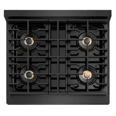 ZLINE 30 in. 4.2 cu. ft. Paramount Gas Range with 4 Burner DuoPro™ Cooktop and Convection Gas Oven in Black Satin Stainless Steel - PSGRBS-30