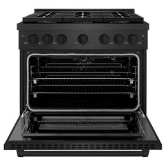 ZLINE 36 in. 5.2 cu. ft. Paramount Gas Range with 6 Burner DuoPro™ Cooktop and Convection Gas Oven in Black Satin Stainless Steel - PSGRBS-36