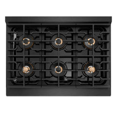 ZLINE 36 in. 5.2 cu. ft. Paramount Gas Range with 6 Burner DuoPro™ Cooktop and Convection Gas Oven in Black Satin Stainless Steel - PSGRBS-36