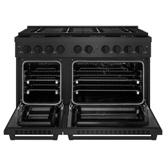 ZLINE 48 in. 6.7 cu. ft. Paramount Gas Range with 8 Burner DuoPro™ Cooktop and Dual Ovens in Black Satin Stainless Steel - PSGRBS-48