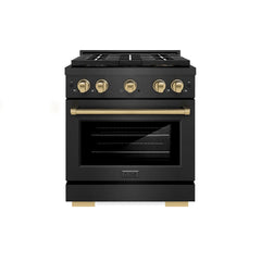 ZLINE 30 in. 4.2 cu. ft. Paramount Gas Range with 4 Burner DuoPro™ Coo - Black Satin Stainless Steel with Champagne Bronze Accents