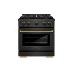 ZLINE 30 in. 4.2 cu. ft. Paramount Gas Range with 4 Burner DuoPro™ Coo - Black Satin Stainless Steel with Matte Black & Champagne Bronze Accents (Designer Collection)