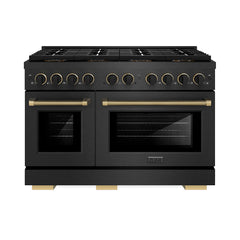 ZLINE 48 in. 6.7 cu. ft. Paramount Gas Range with 8 Burner DuoPro™ Coo - Black Satin Stainless Steel with Matte Black & Champagne Bronze Accents (Designer Collection)