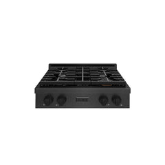 ZLINE 30 in. Paramount Gas Rangetop with 4 Burners and Porcelain Cookt - Black Satin Stainless Steel