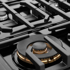 ZLINE 48 in. Paramount Gas Rangetop with 8 Burners and Porcelain Cooktop in Black Satin Stainless Steel - SRTBS-48