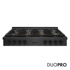 ZLINE 48 in. Paramount Gas Rangetop with 8 Burner DuoPro™ Cooktop in Black Satin Stainless Steel - PSRTBS-48