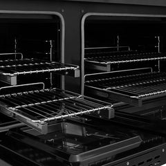 ZLINE Autograph Edition 48 in. 6.7 cu. ft. Paramount Double Oven Dual Fuel Range with 8 Burner Gas Cooktop in Black Stainless Steel with Helix Handles and Knob Accents - SDRBZ-48-K