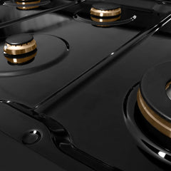 ZLINE Autograph Edition 48 in. 6.7 cu. ft. Paramount Double Oven Dual Fuel Range with 8 Burner Gas Cooktop in Black Stainless Steel with Helix Handles and Knob Accents - SDRBZ-48-K