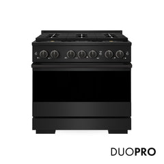 ZLINE 36 in. 5.2 cu. ft. Marino Dual Fuel Range with 6 Burner DuoPro™ Cooktop and Electric Convection Oven in Black Stainless Steel - PMDRB-36 - The Home Selection