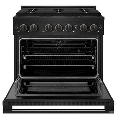 ZLINE 36 in. 5.2 cu. ft. Marino Dual Fuel Range with 6 Burner DuoPro™ Cooktop and Electric Convection Oven in Black Stainless Steel - PMDRB-36 - The Home Selection
