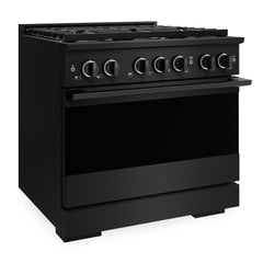 ZLINE 36 in. 5.2 cu. ft. Marino Dual Fuel Range with 6 Burner DuoPro™ Cooktop and Electric Convection Oven in Black Stainless Steel - PMDRB-36 - The Home Selection