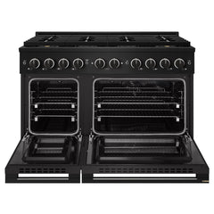 ZLINE 48 in. 6.7 cu. ft. Marino Dual Fuel Range with 8 Burner DuoPro™ Cooktop and Dual Ovens in Black Stainless Steel - PMDRB-48 - The Home Selection