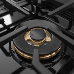 ZLINE Autograph Edition 30 in. 4.2 cu. ft. Marino Dual Fuel Range with 4 Burner DuoPro™ Cooktop and Electric Convection Oven in Black Stainless Steel and Polished Gold Accents - PMDRBZ-30-G - The Home Selection