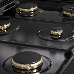 ZLINE Autograph Edition 36 in. 5.2 cu. ft. Marino Gas Range with 6 Burner Cooktop and Convection Gas Oven in Black Stainless Steel and Champagne Bronze Accents - MGRBZ-36-CB - The Home Selection
