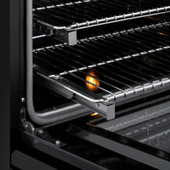 ZLINE Autograph Edition 48 in. 6.7 cu. ft. Marino Double Oven Gas Range with 8 Burner Cooktop in Black Stainless Steel and Polished Gold Accents - MGRBZ-48-G - The Home Selection