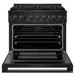 ZLINE 36 in. 5.2 cu. ft. Marino Gas Range with 6 Burner DuoPro™ Cooktop and Convection Gas Oven in Black Stainless Steel - PMGRB-36 - The Home Selection