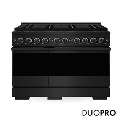 ZLINE 48 in. 6.7 cu. ft. Marino Gas Range with 8 Burner DuoPro™ Cooktop and Dual Ovens in Black Stainless Steel - PMGRB-48 - The Home Selection
