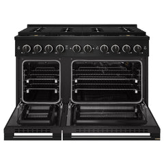 ZLINE 48 in. 6.7 cu. ft. Marino Gas Range with 8 Burner DuoPro™ Cooktop and Dual Ovens in Black Stainless Steel - PMGRB-48 - The Home Selection