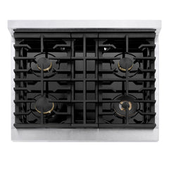 ZLINE 30 in. 4.2 cu. ft. Marino Dual Fuel Range with Gas Cooktop and Electric Convection Oven in Satin Stainless Steel with 4 Brass Burners - MDRS-BR-30 - The Home Selection