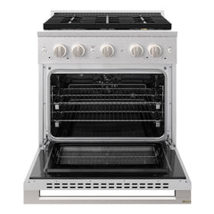 ZLINE 30 in. 4.2 cu. ft. Marino Dual Fuel Range with 4 Burner DuoPro™ Cooktop and Electric Convection Oven in Satin Stainless Steel - PMDRS-30 - The Home Selection